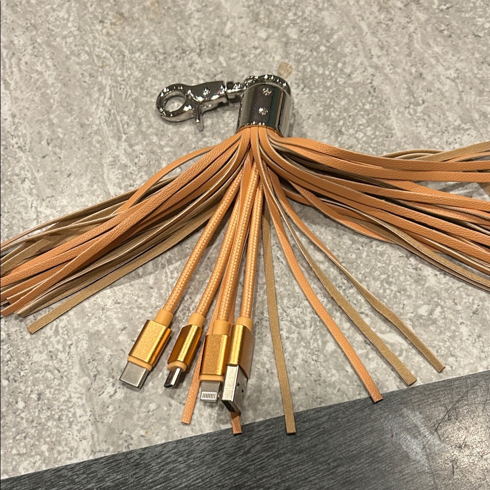 Elegant Tassel Keychain with Charging Cables